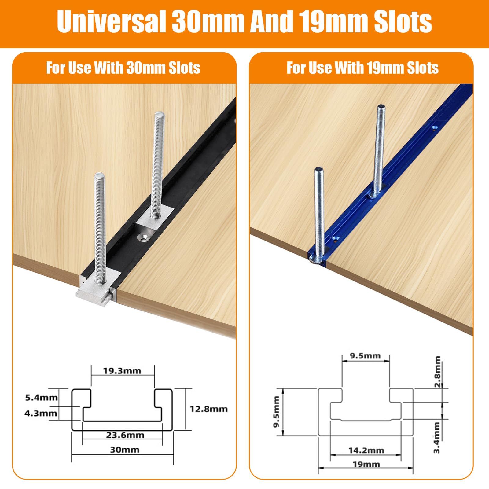 2 Piece Set Track Hold Down Clamp, Quick Acting Fixture with T Bolts & Silder, Aluminum Alloy T-Slot Clamp - Image 3