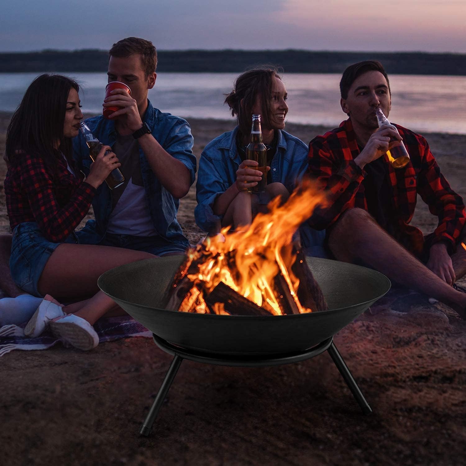 Fire-Stand 25"/64cm Campfire Bowl for Outdoor Use - Bonfire Pit for Garden, Camping, Barbeque With Round Iron Stand 1