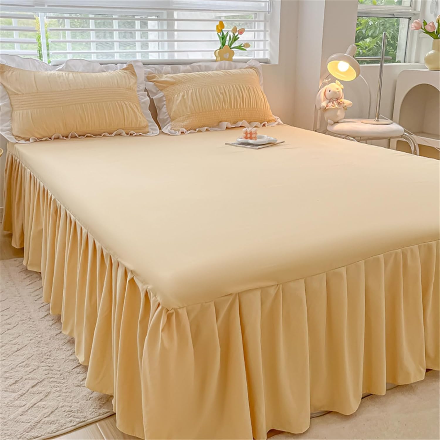 Drap-Housse avec Ourlet à Volants pour Cacher le Sommier et Matelas 200x220