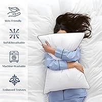 Vista 5 de JOLLYVOGUE Almohadas tamaño Queen, juego de 2 para dormir, almohadas de cama suaves y con soporte con relleno alternativo al plumón para personas