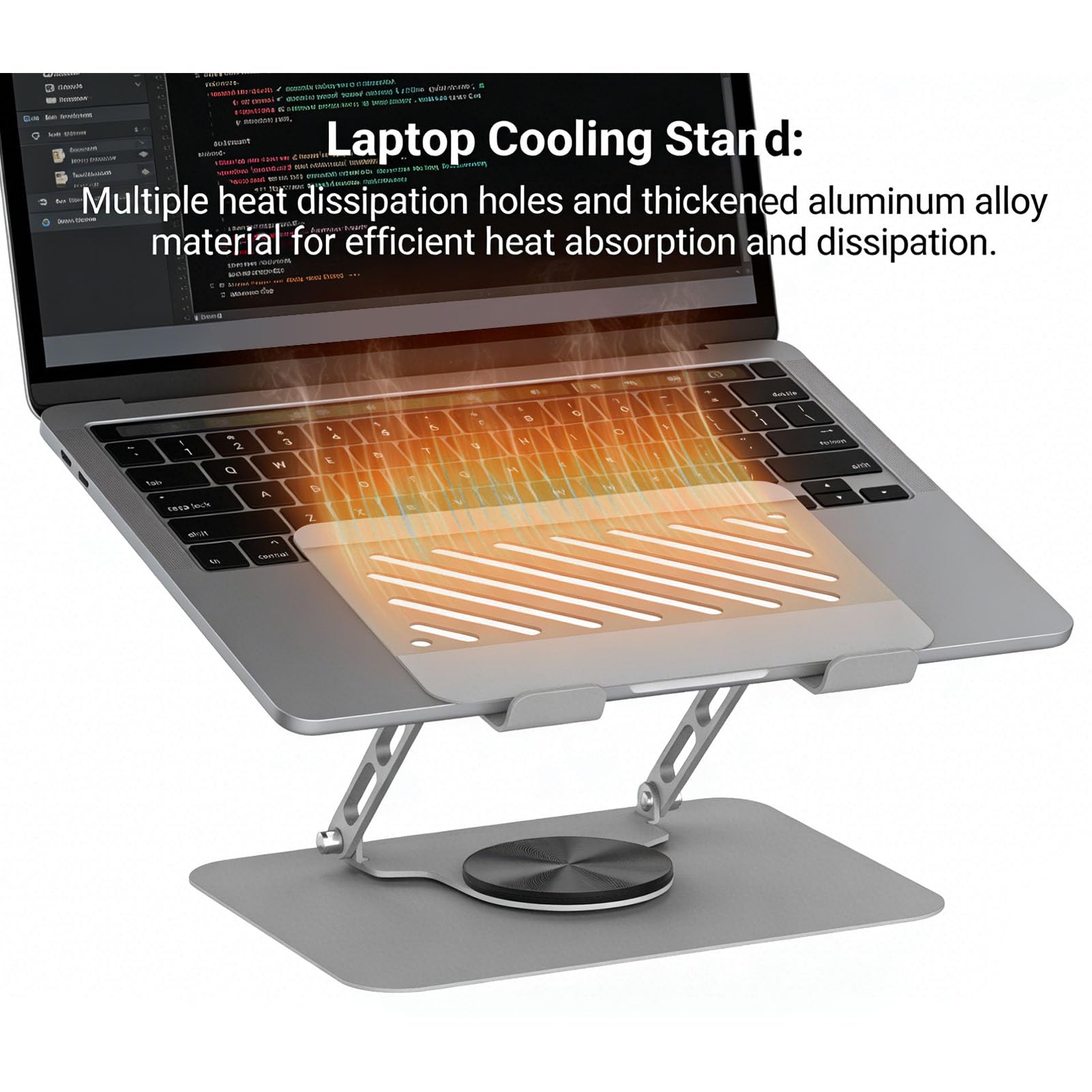 Cuifati Supporto per Laptop Girevole a 360°, Supporto Rialzato per Laptop Ergonomico in Lega di Alluminio Regolabile in Altezza con Fessure di Ventilazione per Tablet da 17 Pollici