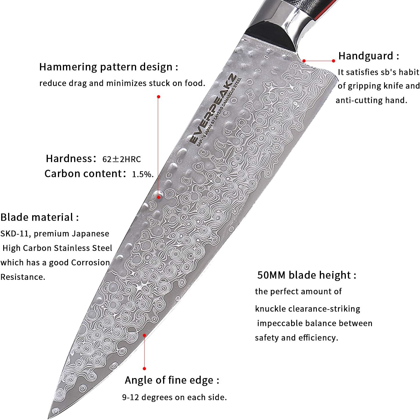 Review Product EVERPEAKZ Japanese Chef Knife, Premium Japanese SKD-11 Stainless Steel with G10 Knife Handle,Ultra Sharp,Best Choice for Kitchen,8 Featured Product EVERPEAKZ Japanese Chef Knife, Premium Japanese SKD-11 Stainless Steel with G10 Knife Handle,Ultra Sharp,Best Choice for Kitchen,8