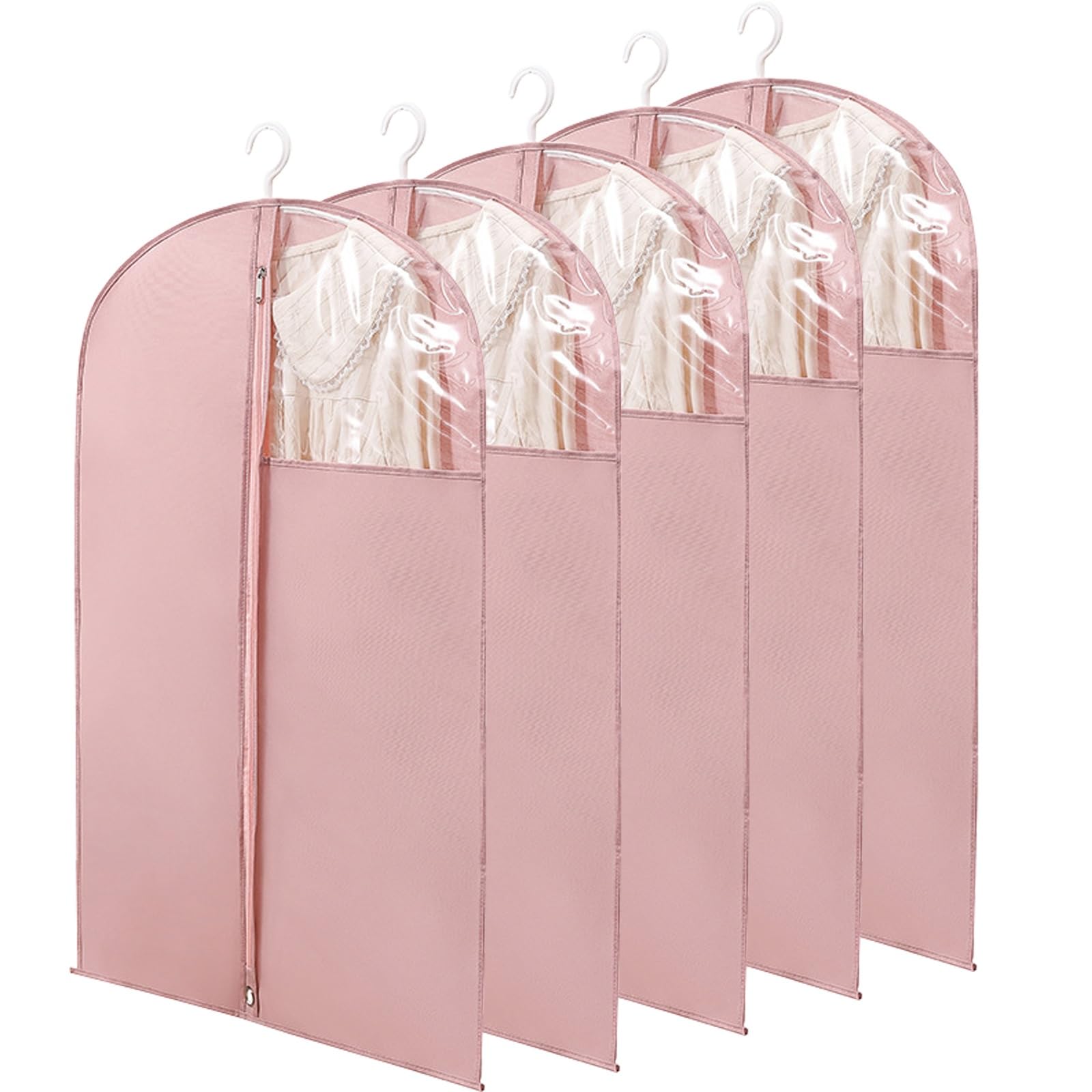 Borse porta abiti for appendere gli abiti - Set di 5 copri abiti for uomo e donna, ideali for abiti, magliette e pantaloni, ripostiglio(Pink,58 * 110cm)