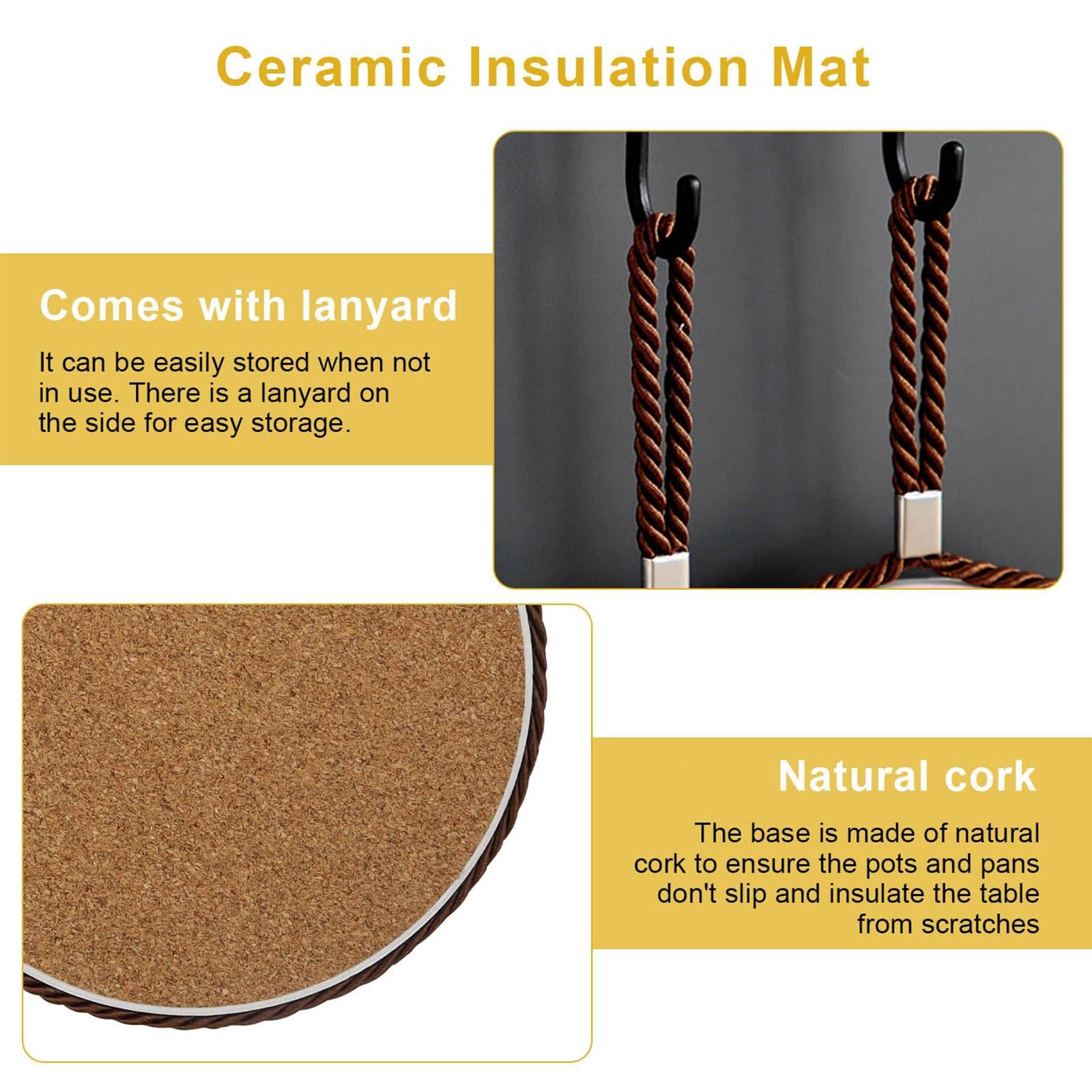Dessous de Plats 4 Pièces, Surface Céramique Sous Plat de Table, Diamètre 17 mm Dessous de Plat Personnalisé, Aspect Exquis, Isolation Thermique Anti-Brûlure, pour Tasses, Bols, Casseroles