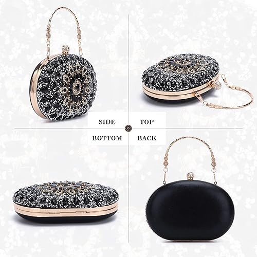 Miniatura 2 de Bolso de mano de noche con diamantes de imitación para mujer, bolsa de mano con diamantes brillantes y brillantes, bolsa de fiesta de boda de cristal