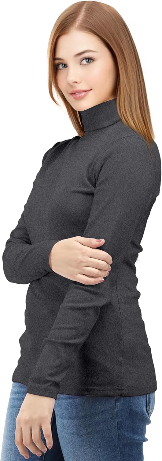 NY Threads Women's Turtleneck Long Sleeve Shirt Slim Fit Thermal Base Layer Tops - Image 2
