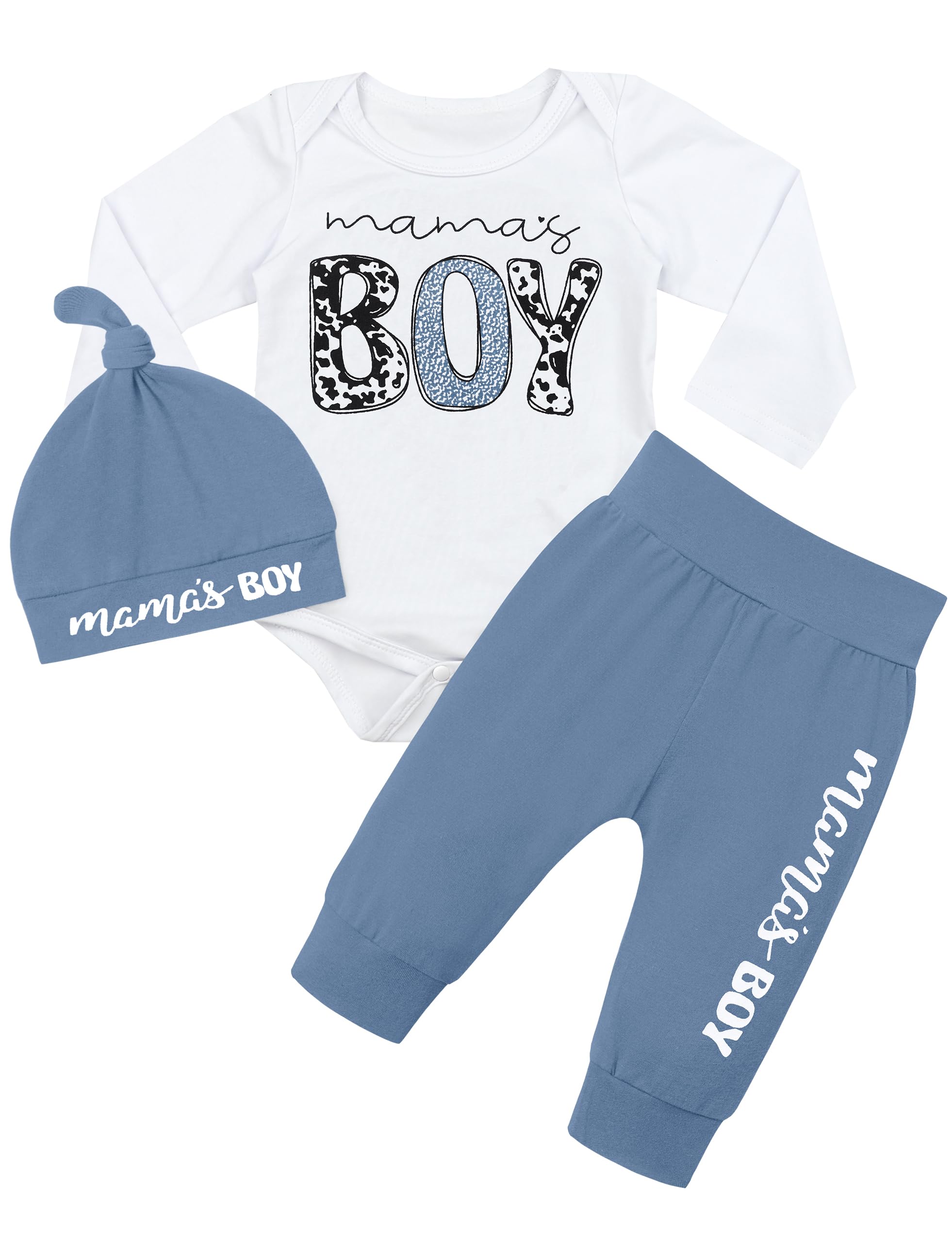 Fommy Newborn Baby Boy Clothes New to The Crew Letter Print Romper Pants Hat 3PCS Outfit
