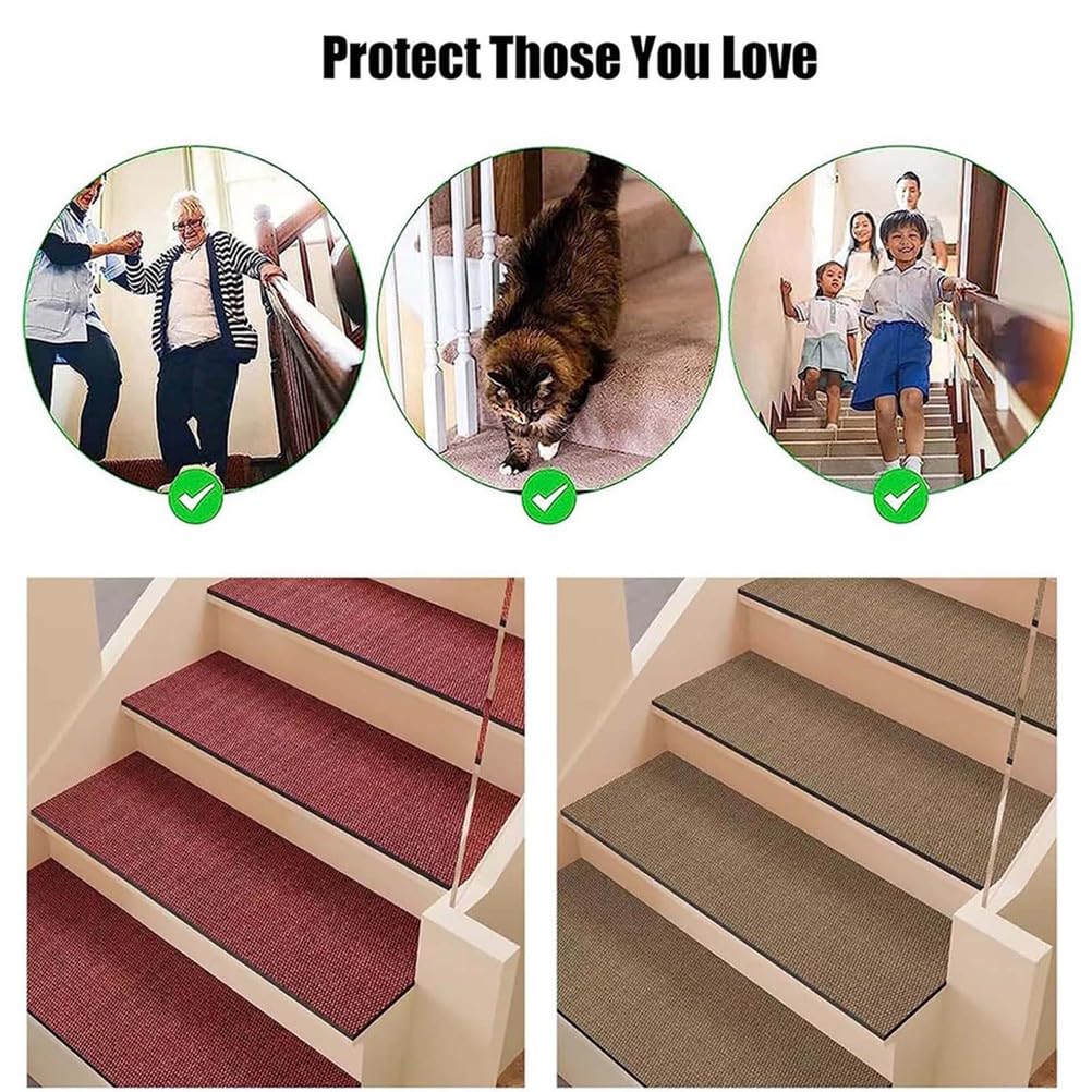 Tappetini antiscivolo in gomma per una migliore presa e sicurezza, perfetti per gradini in legno, ideali per animali domestici, bambini e anziani, rimovibili, confezione da 15