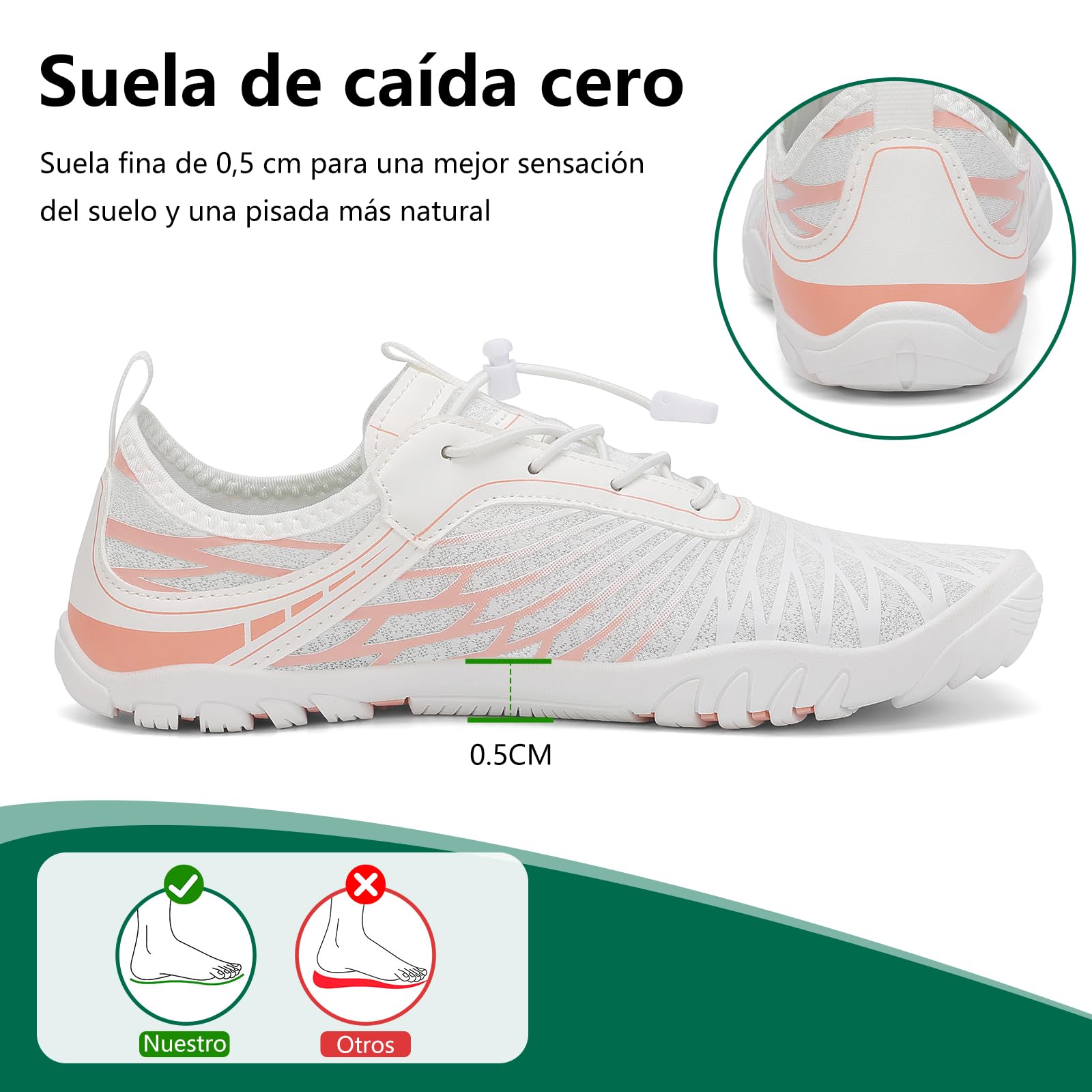 SAGUARO Barefoot Zapatillas Mujer Zapatos Minimalistas Ligeras con Puntera Ancha, 35-43 EU — view 4
