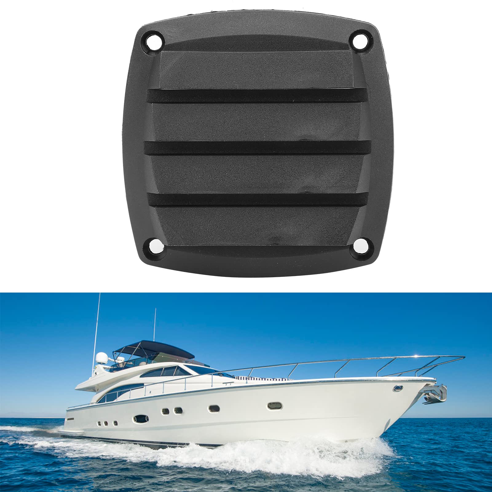 Frenma - Griglia di sfiato per barche, 8,5 x 8,5 cm, colore: Nero