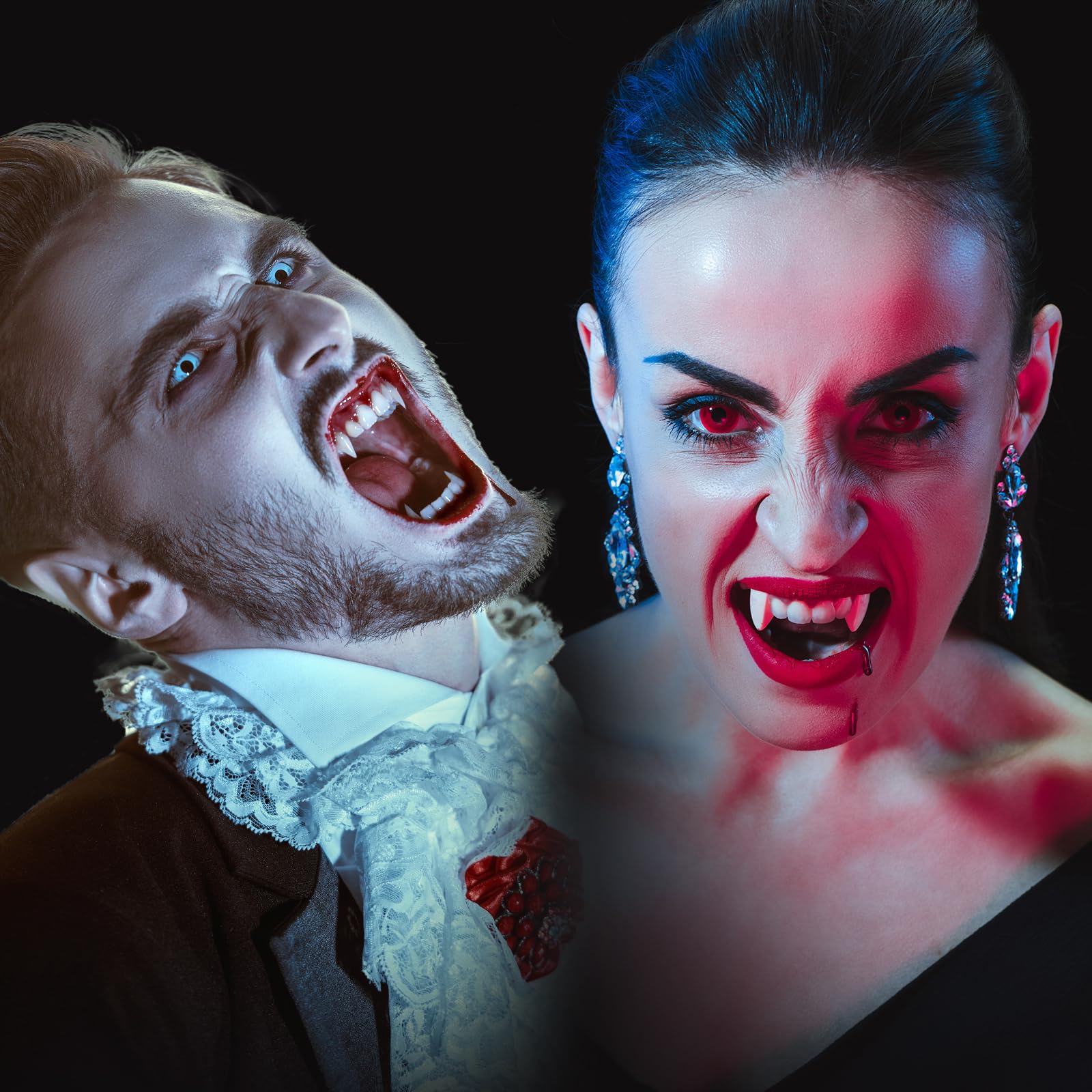 Kit De Accesorios Para Disfraz De Vampiro – 3 Pares De Dientes, Botella De Sangre Falsa En Spray Y Maquillaje Zombi, Ideal Para Halloween Y Cosplay