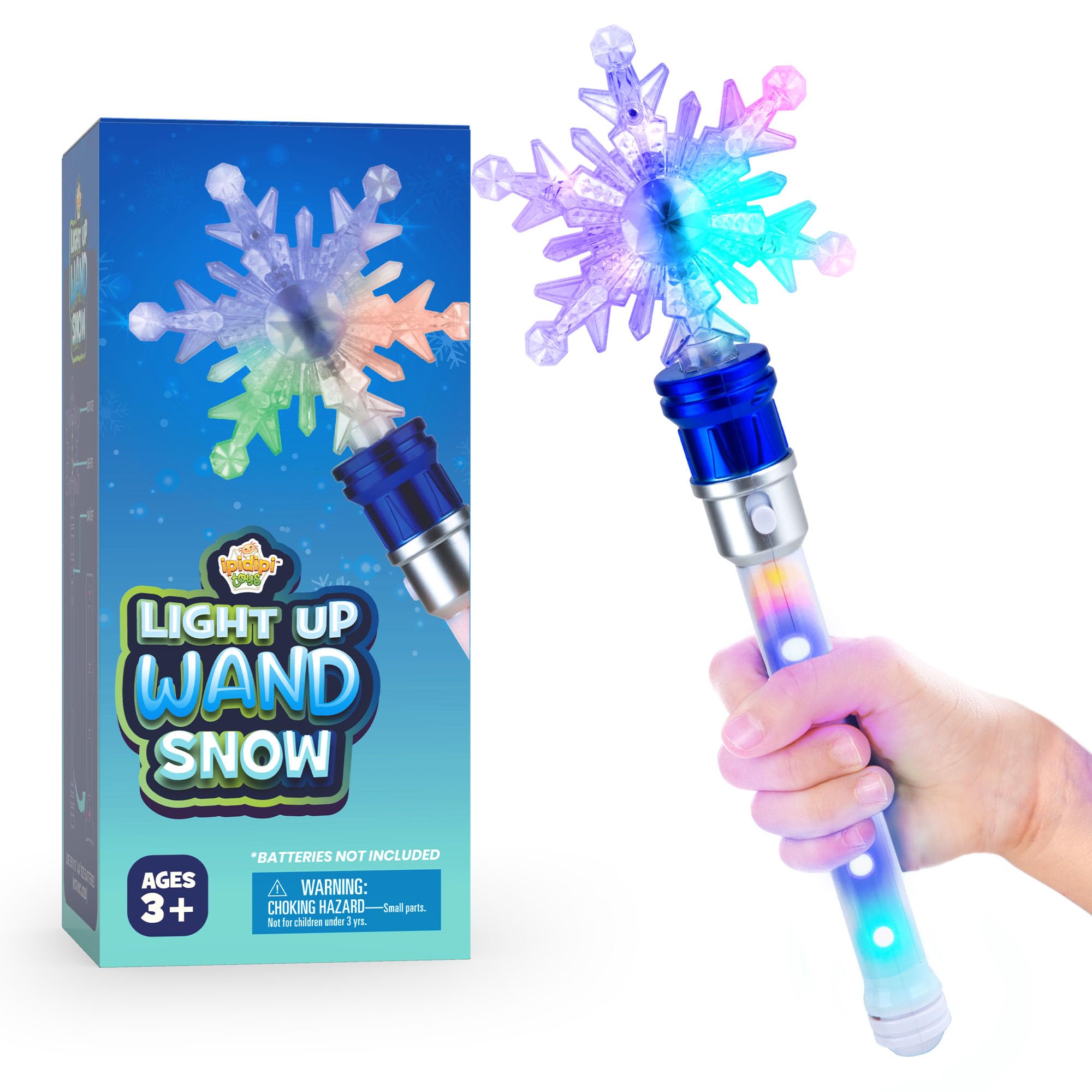 IPIDIPI TOYS Snowflake Wand - Spinning Light Up Magic Wand for Kids, Princess Fairy, Stocking Stuffers Light Up Toys, Goodie Bag - Ideal Gift,