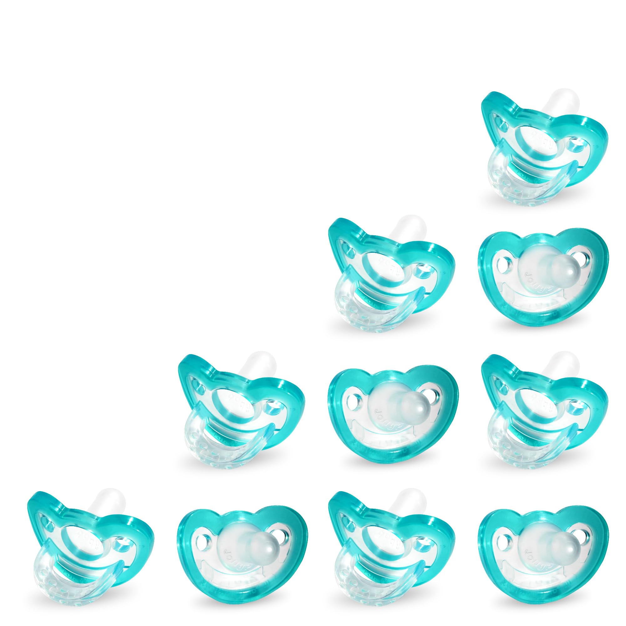RAZBABYJollypop Pacifier for Babies 3 Months and Up, USA Made, Natural Shaped Orthodontic Binky, Lovingly Shared in NICUs & Hospitals Worldwide, Medical-Grade 100% BPA-Free - 10 Pack - Teal