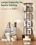 Kalrin 5 Tier 360°Rotating Bookshelf with Extra Storage Cabinet, Brown | 5 Tier 360° Rotating Bookshelf,Extra Storage Cabinet,Floor Standing Bookcase,Narrow Book Shelf for Bedroom Living Room