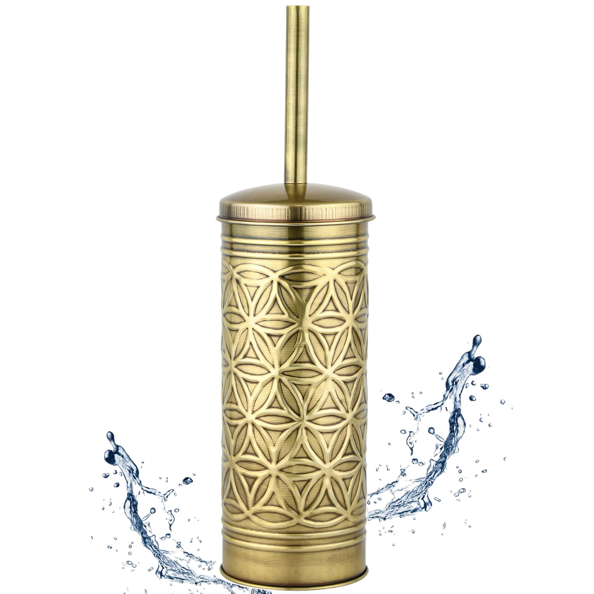 Autumn Alley Vintage Brass Toilet Brush and Holder Set, Standing Toilet Brush for Modern Bathroom Decor, Antique Brass Bathroom Accessories