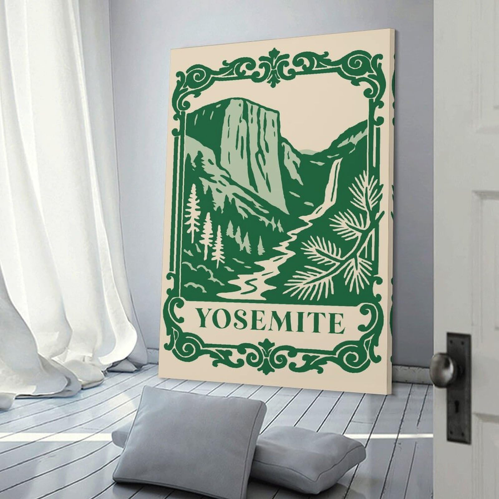 Junmoney Yosemite National Park Vintage Canvas Wall Art, 12x18inch(30x45cm), for Entrance Walls, Hall Decor Or Foyers, Wall Decor to Refresh Empty Corners