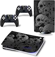 Skin Wrap compatível com console de disco PS5, adesivo de vinil protetor para controle sem fio (cinza escuro)