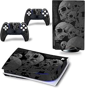 Skin Wrap compatível com console de disco PS5, adesivo de vinil protetor para controle sem fio (cinza escuro)