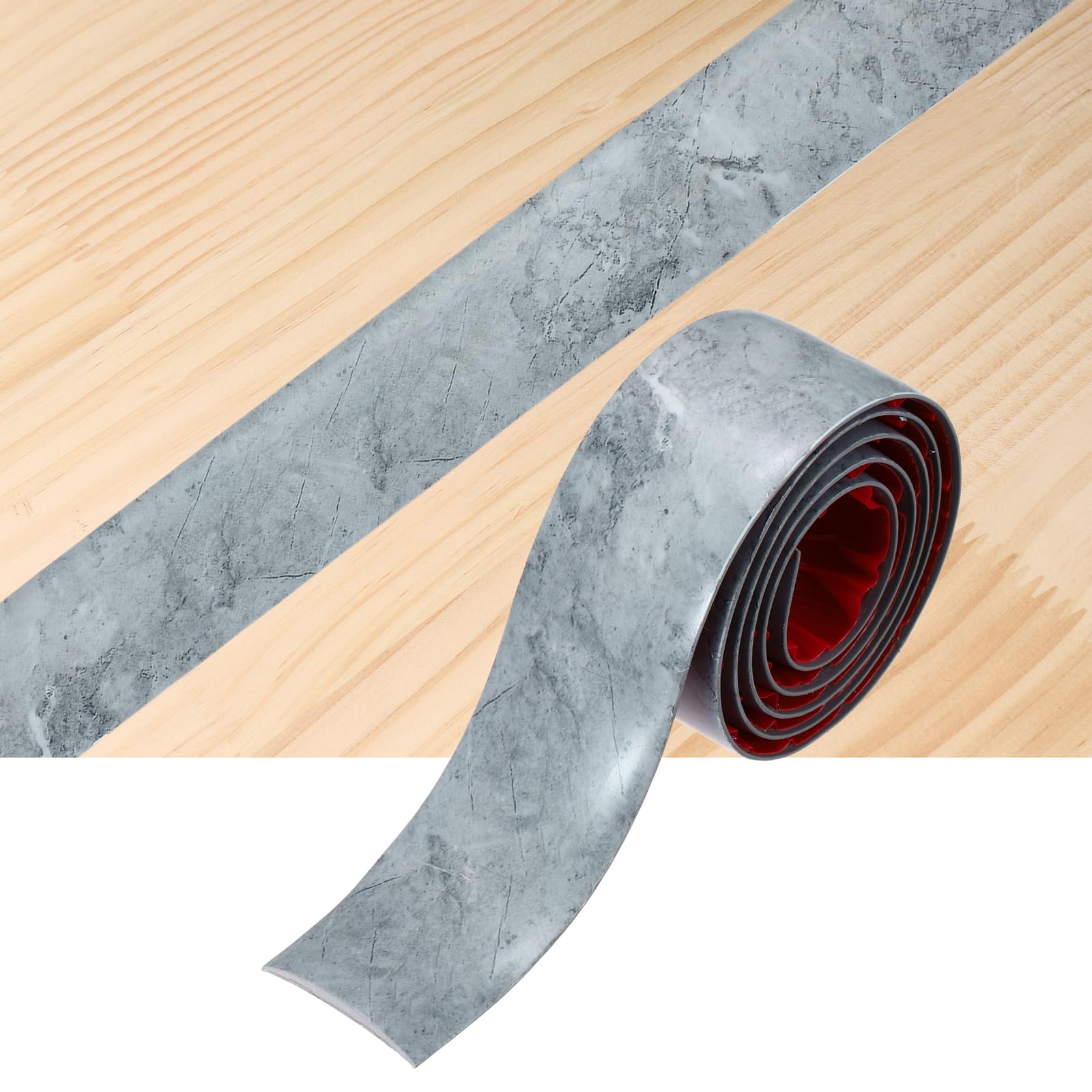sourcing map Floor Transition Strip, 1m x 40mm(LxW) Self Adhesive Vinyl Flooring Edging Trim PVC Flooring Flat Divider Strip Cover Strips for Joining Floor Gaps, Stone Vein Gray
