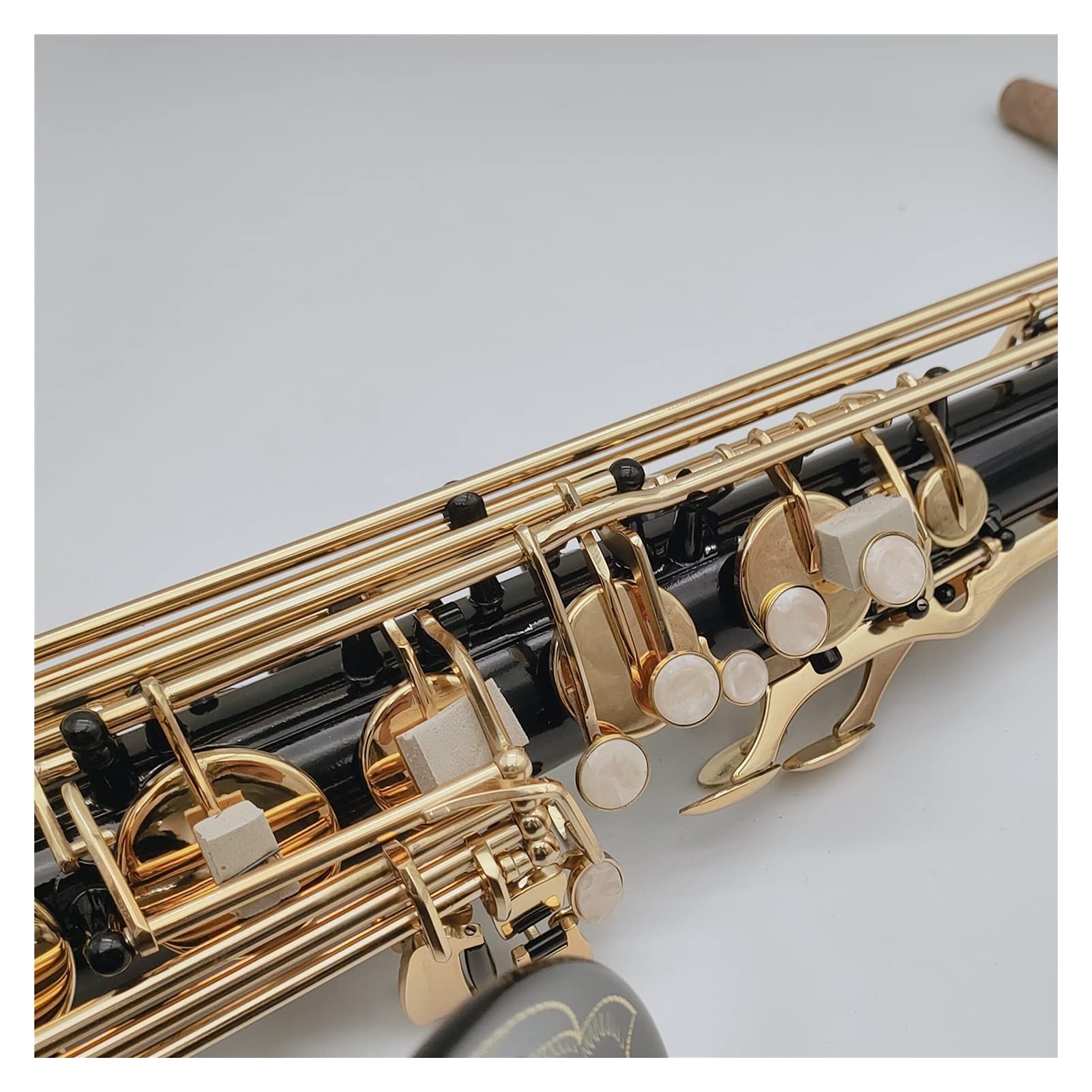 Sassofono Tenore BB Tune Strumento A Fiato in Oro Laccato Nichel Nero con Accessori per Custodia Sassofono Studenti