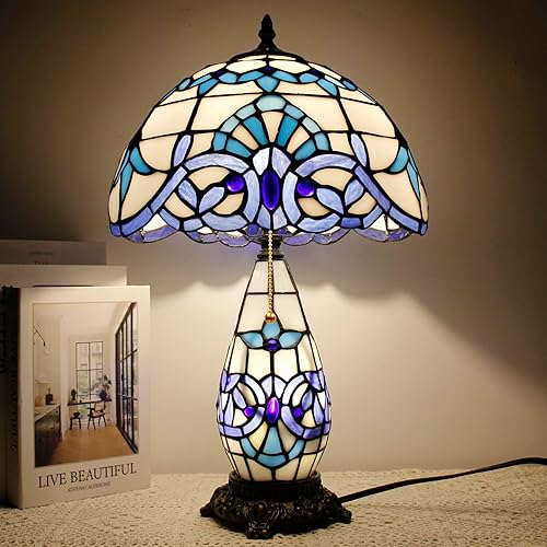 Miniatura 5 de Lámpara Tiffany de Mesa de Vidrio Emplomado 12X19 Pulgadas Jarrón Madre Hija Lámpara de Escritorio Acento Luz Nocturna para Dormitorio Mesita de