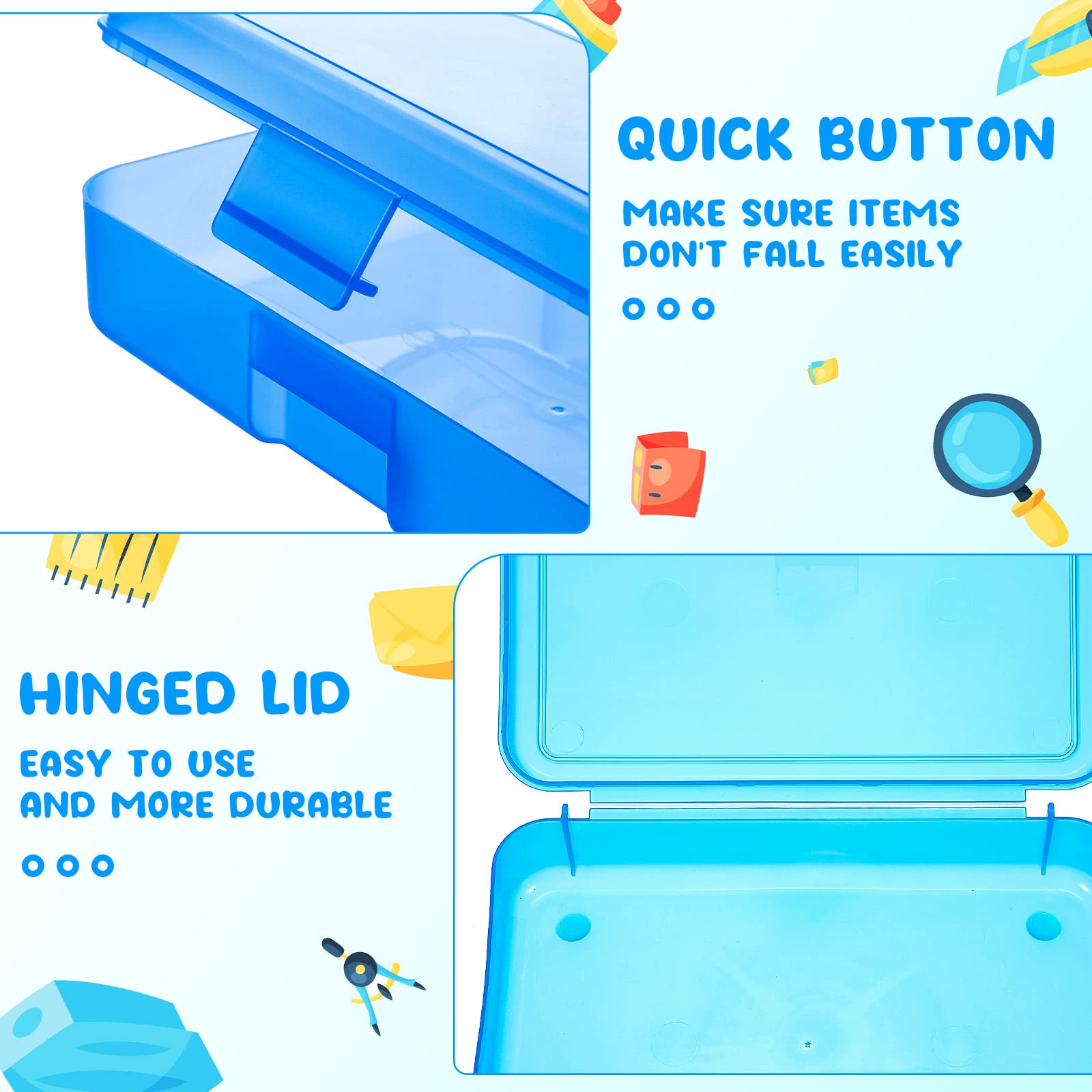 Zhehao 20 astucci in plastica trasparente per matite per bambini, multiuso, in plastica rigida colorata, per ufficio, organizer per pennelli e matite, 5 colori