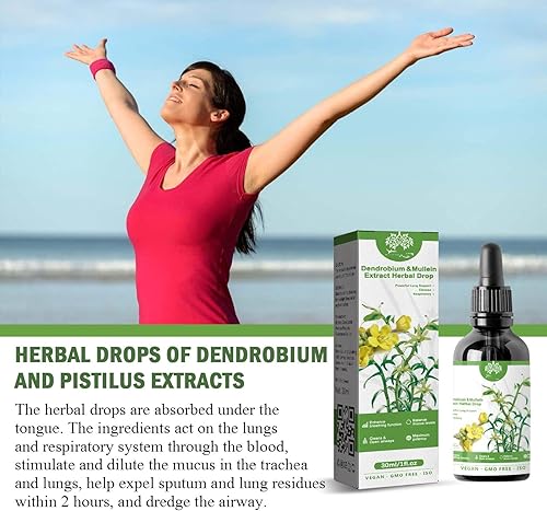 Miniatura 7 de Extracto de dendrobium y gordolobo - Potente apoyo pulmonar, extracto de dendrobio y gordolobo, gotas de hierbas con aliento claro (5 unidades)