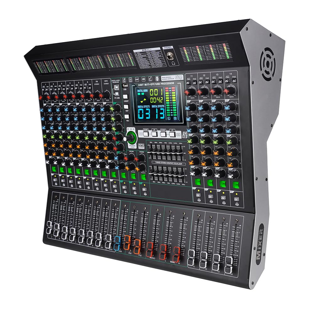 Amazon.com: Yamnweo MD-14 14-Channel Professional Audio Mixer, 99