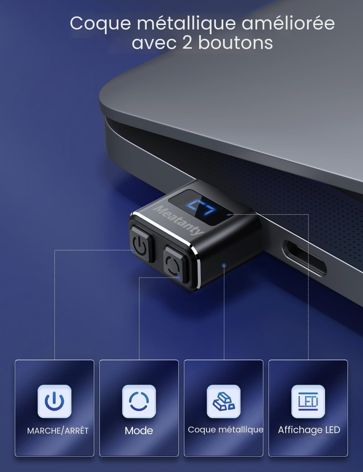meatanty Métal Mini Mouse Jiggler Mover USB indétectable avec Interrupteur et écran,Shaker Automatique de Souris avec Plusieurs Pistes,sans Pilote,prêt à l'emploi,Garde l'ordinateur Portable éveillé