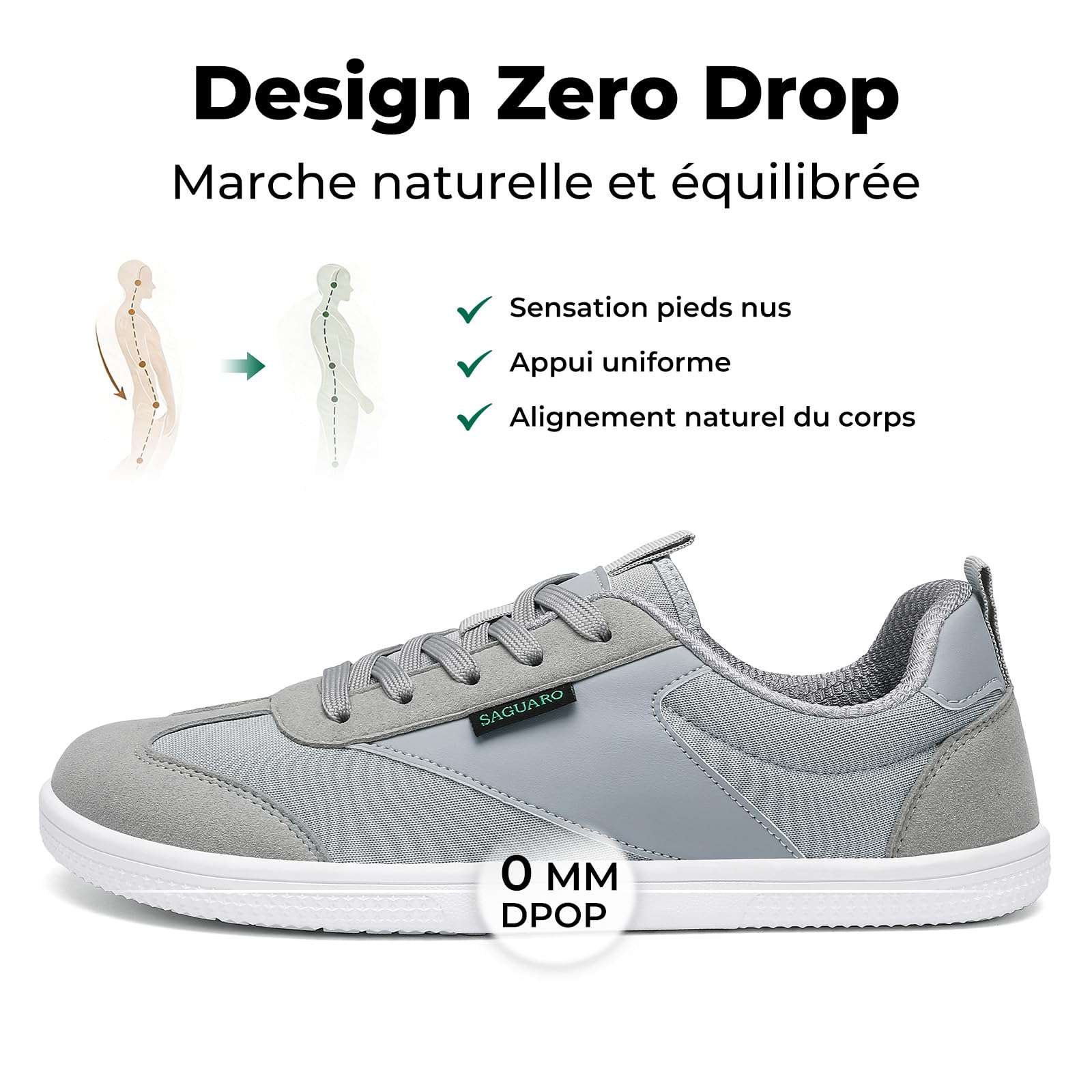 Saguaro Chaussures Pieds Nus zéro Drop pour Adultes, Confortables pour la Marche et l’Usage Quotidien, GR.36-46