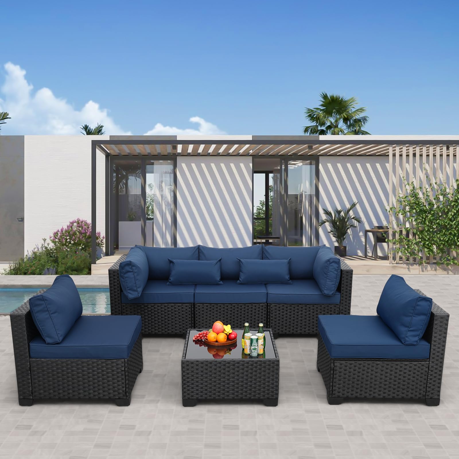 Rattaner Patio Sectional 6 Pieces Set