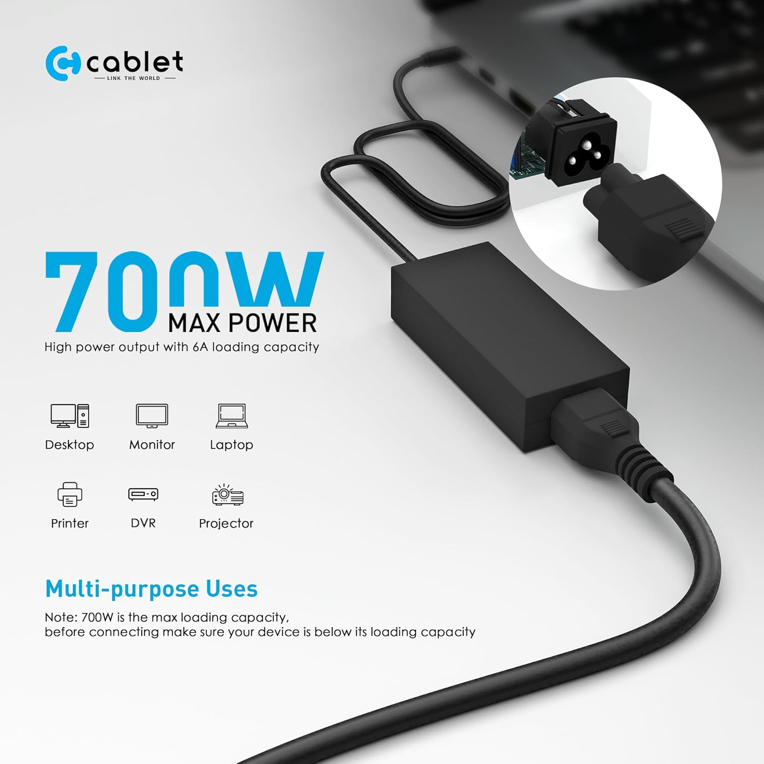 Cablet 1.5M Black 3 Pin Laptop Power Cable with 18 AWG & 700W Heavy Duty Universal Power Cable Replacement for Charger Adapter Power Cord for Laptop 25 71XiyhR0WvL. SL1500