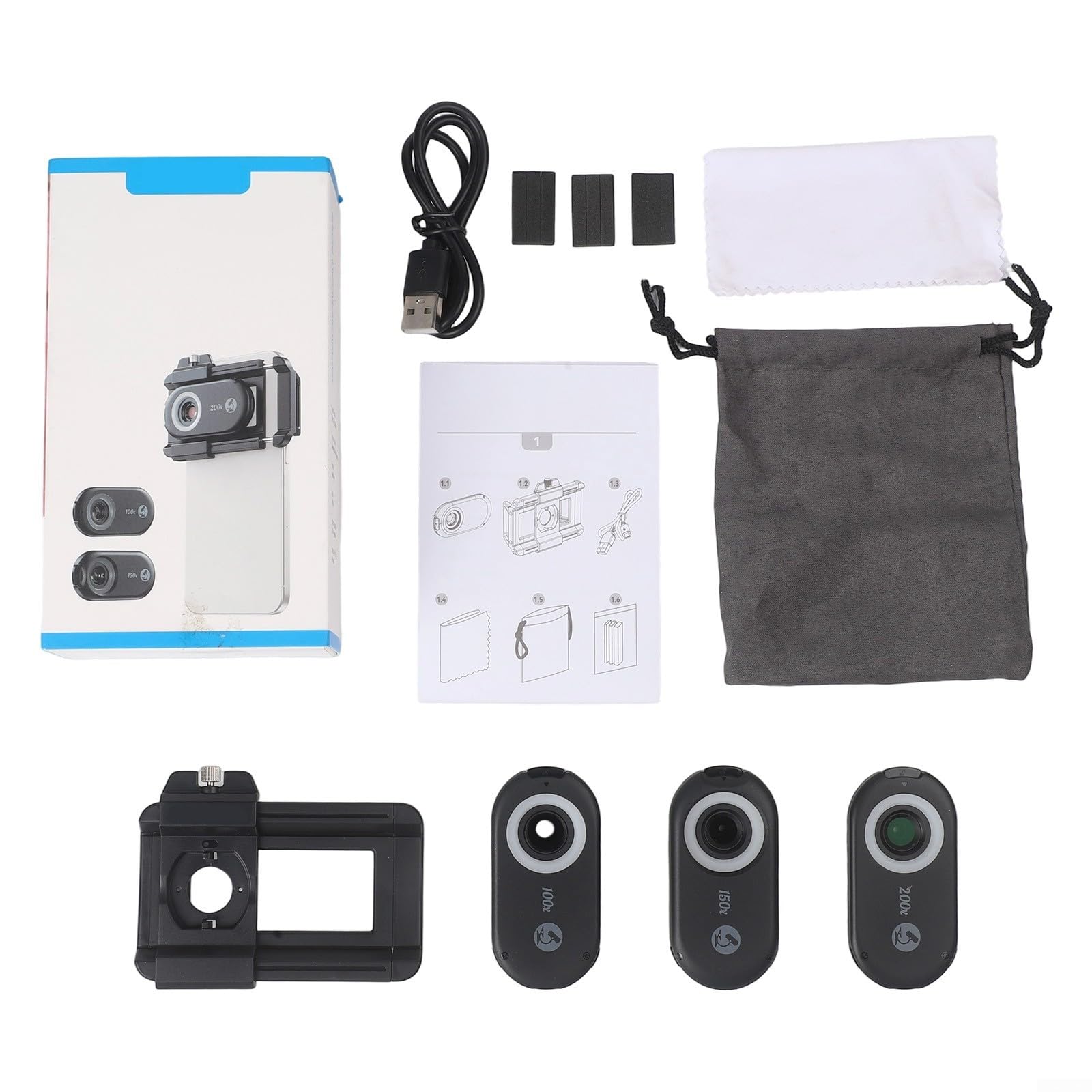 Microscopio de pH móvil 200x con luz UV LED, lente de clip de aluminio para inspección de reliquias de joyería, lupa portátil