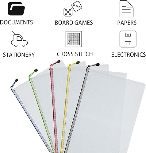Miniatura 3 de AKOLAFE Paquete de 25 bolsas de malla con cremallera, bolsas grandes con cremallera para organizar sobres de plástico de 17 x 12 pulgadas con