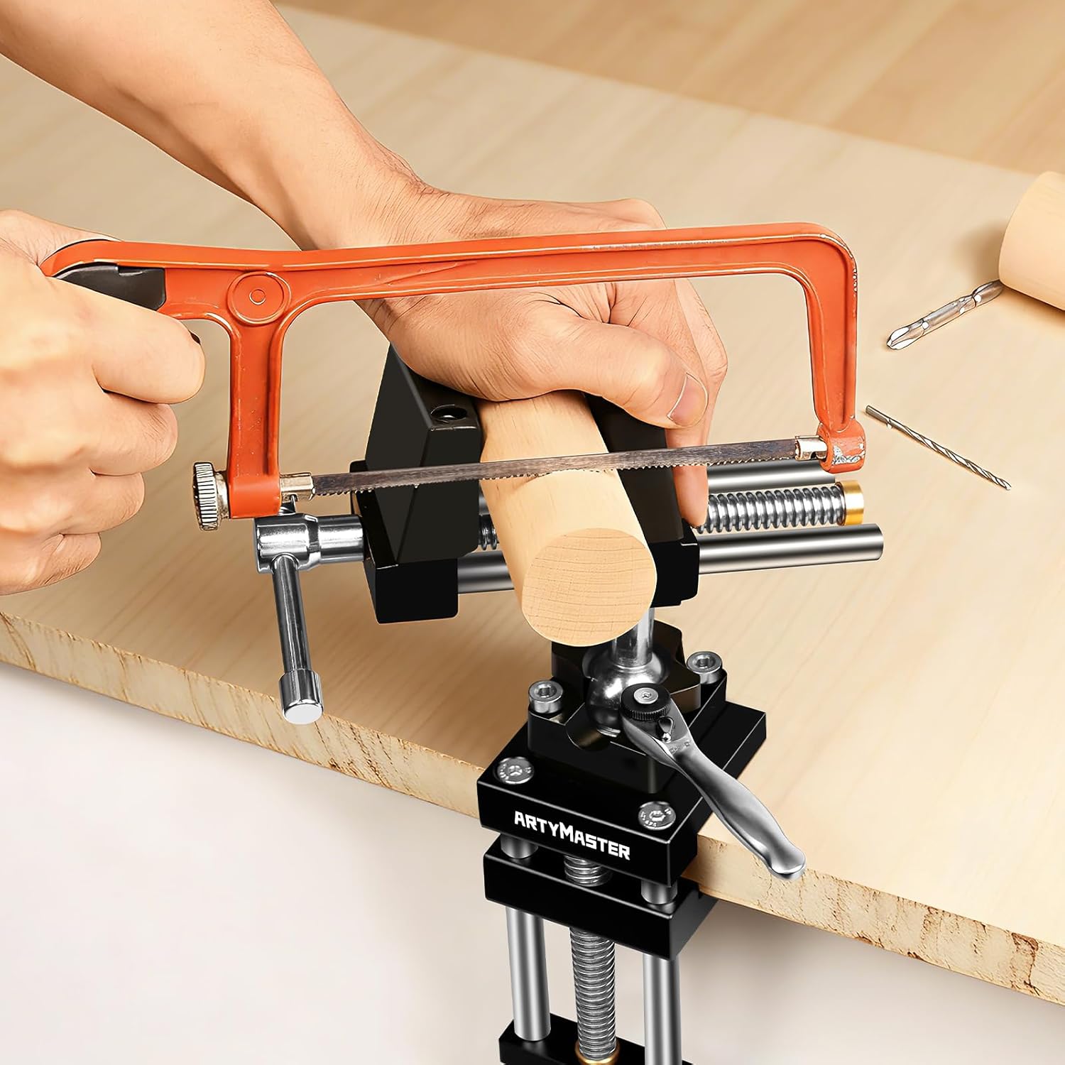 360° Rotating Bench Vise with Quick-Release Ratchet Wrench - Versatile Woodworking & Pipe Vise for Home Improvement - 4 Inch Workbench Vise for Carving, Repair & DIY Projects (WT117A)