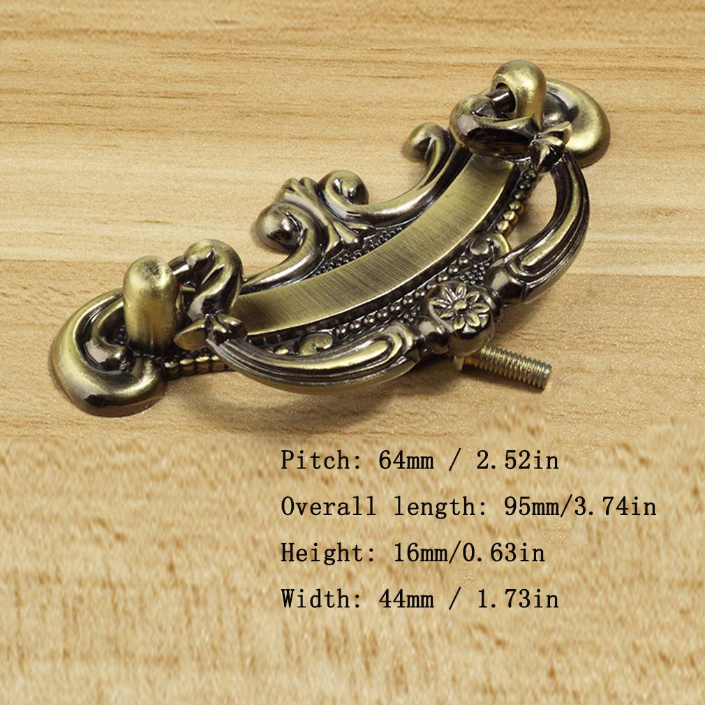 Uchwyty meblowe Gałki do drzwi Uchwyt do szuflady Drzwi do szafki Szuflada do szafki Uchwyty do sypialni Retro Szafka Klamka do drzwi szafy Meble (złoto 64 mm) (miedź 64 mm)