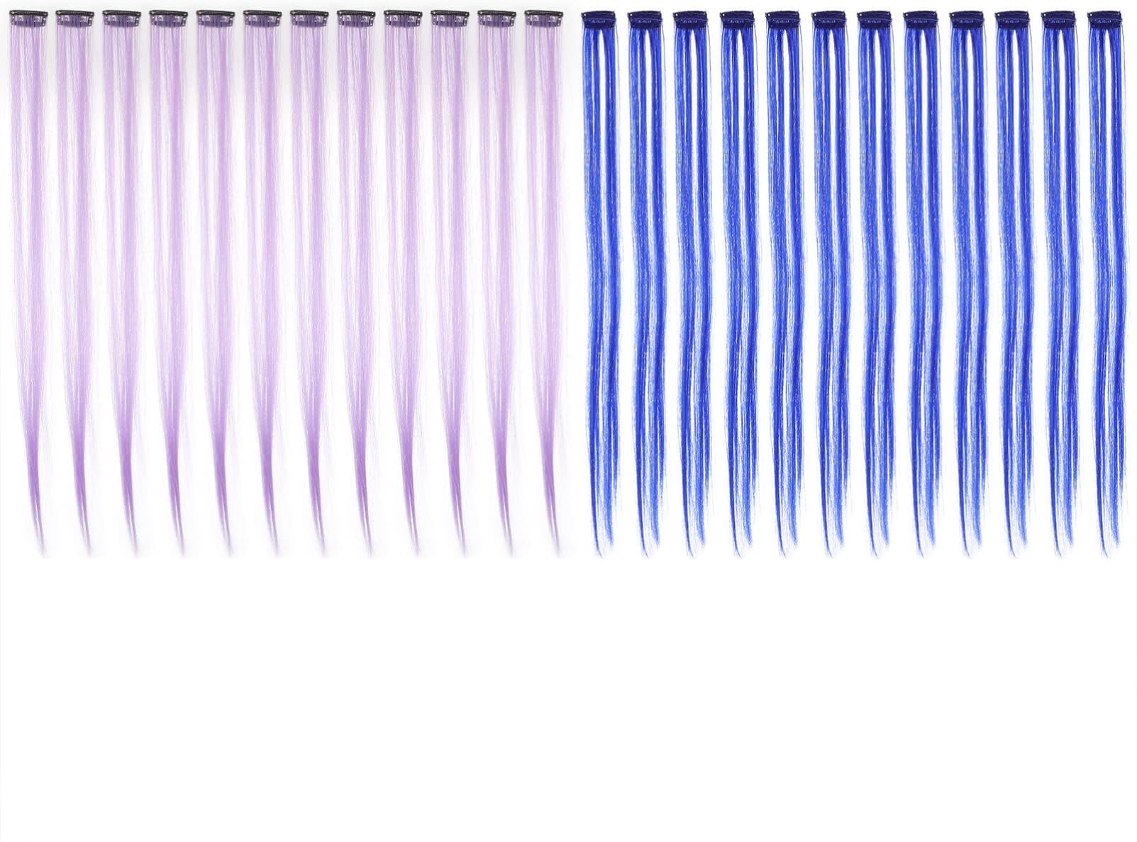 24pcs Goo Goo Hair Extensions Blue Tape Extensions Claw Clip Seamless Hair Clip
