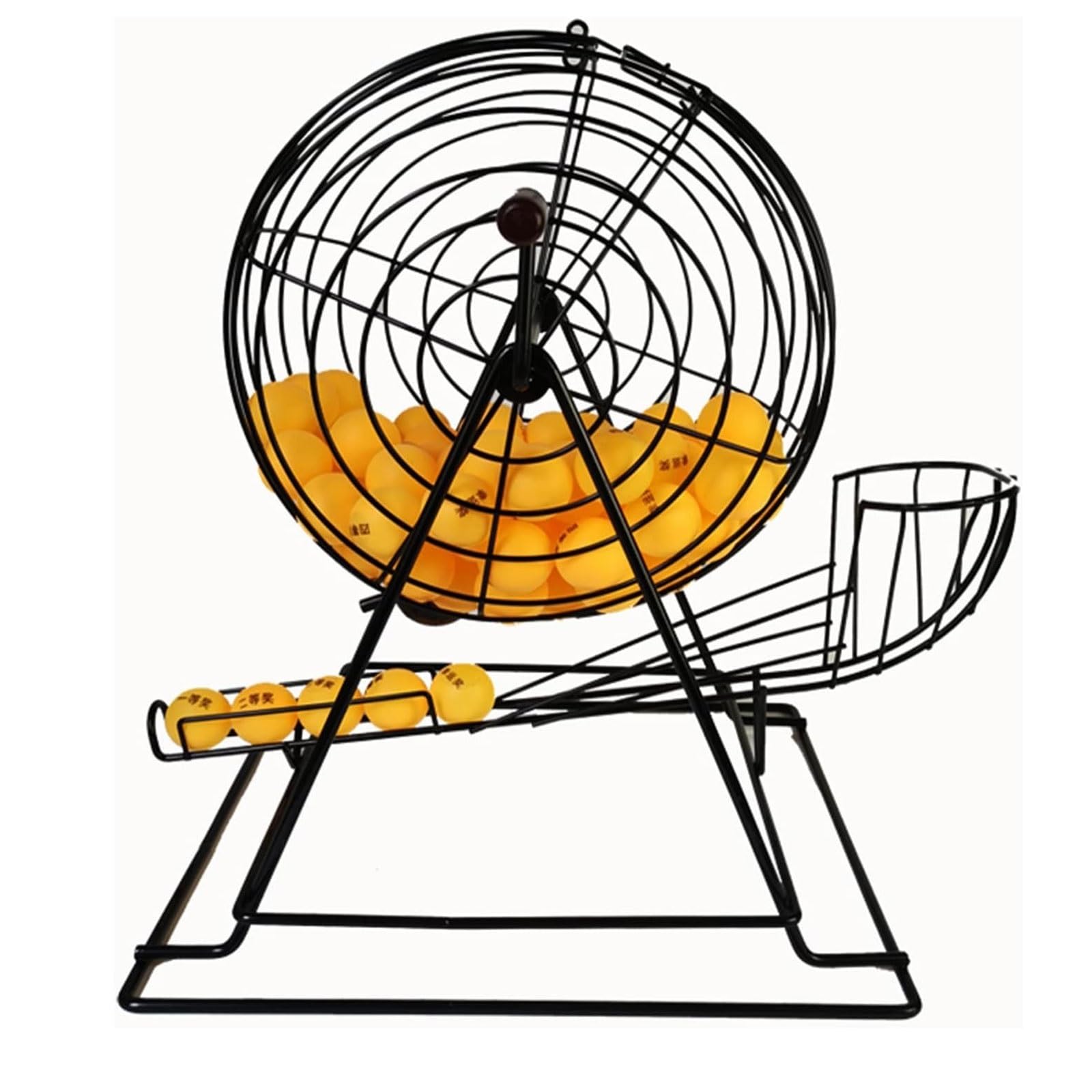 Rueda de Bingo de Metal con Jaula: máquina de lotería Manual con Capacidad for 200 Bolas for Grupos Grandes, Fiestas y Lugares de Entretenimiento.(Noir)