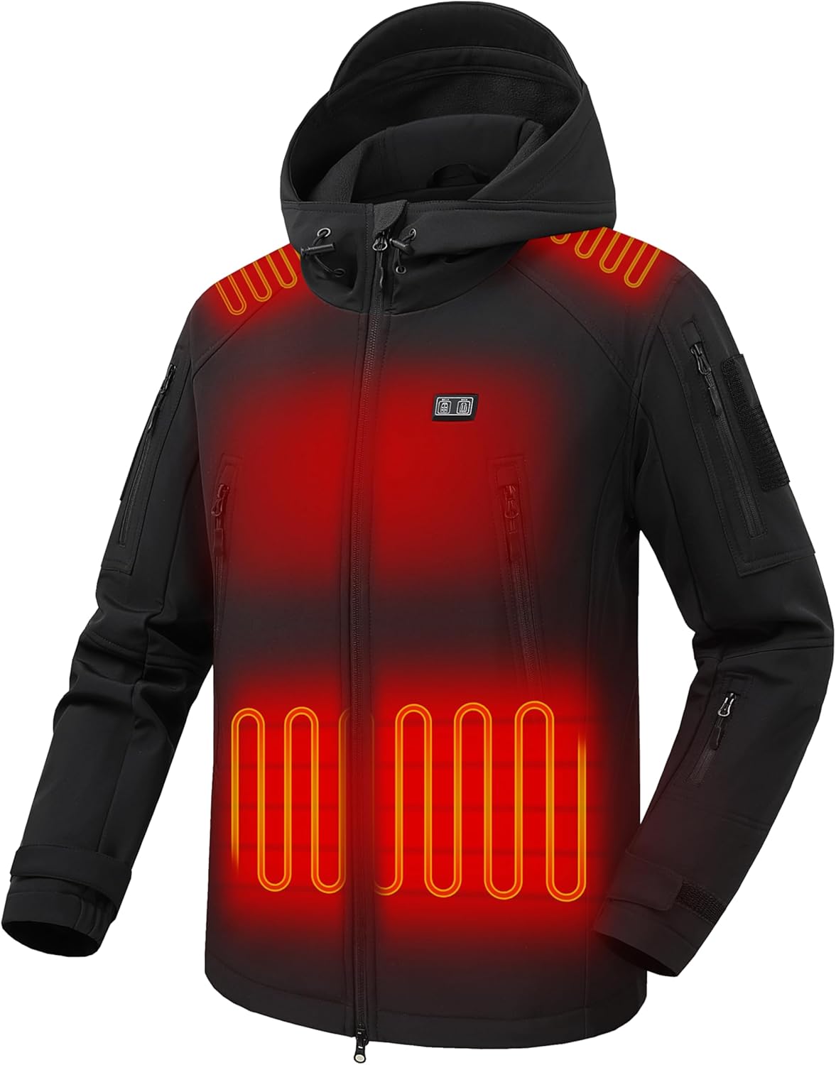 VENTROLLO Men's Heated Jacket with 16000 mAh Battery Pack, 12 Heating Zones, Soft Shell Heating Jacket Coat for Winter