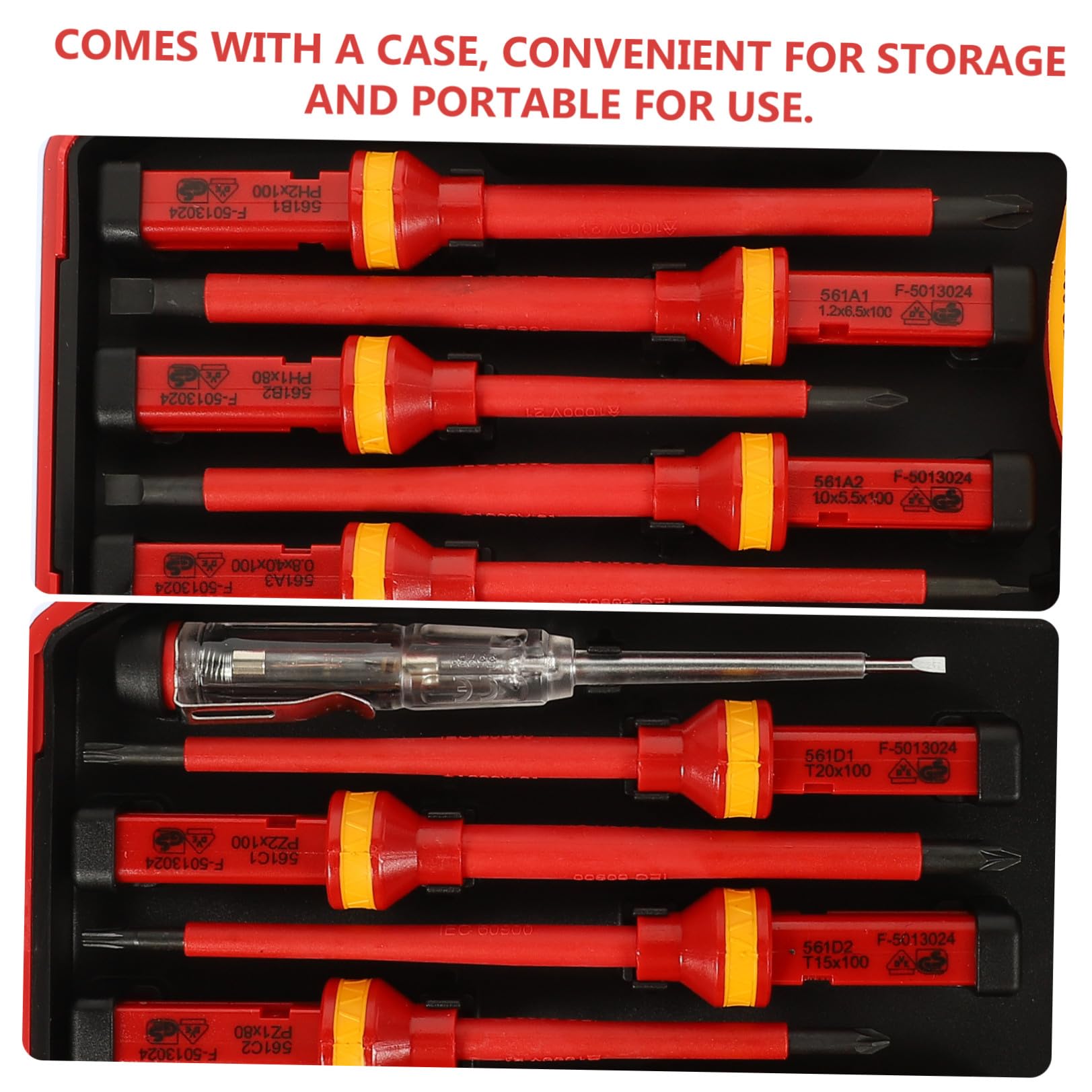 Uonlytech Set Cacciaviti Isolati 1000v 13 Pezzi per Elettricisti | Acciaio al Vanadio, Inserti Taglio Pozidriv a Stella Magnetici, Custodia Rossa Inclusa