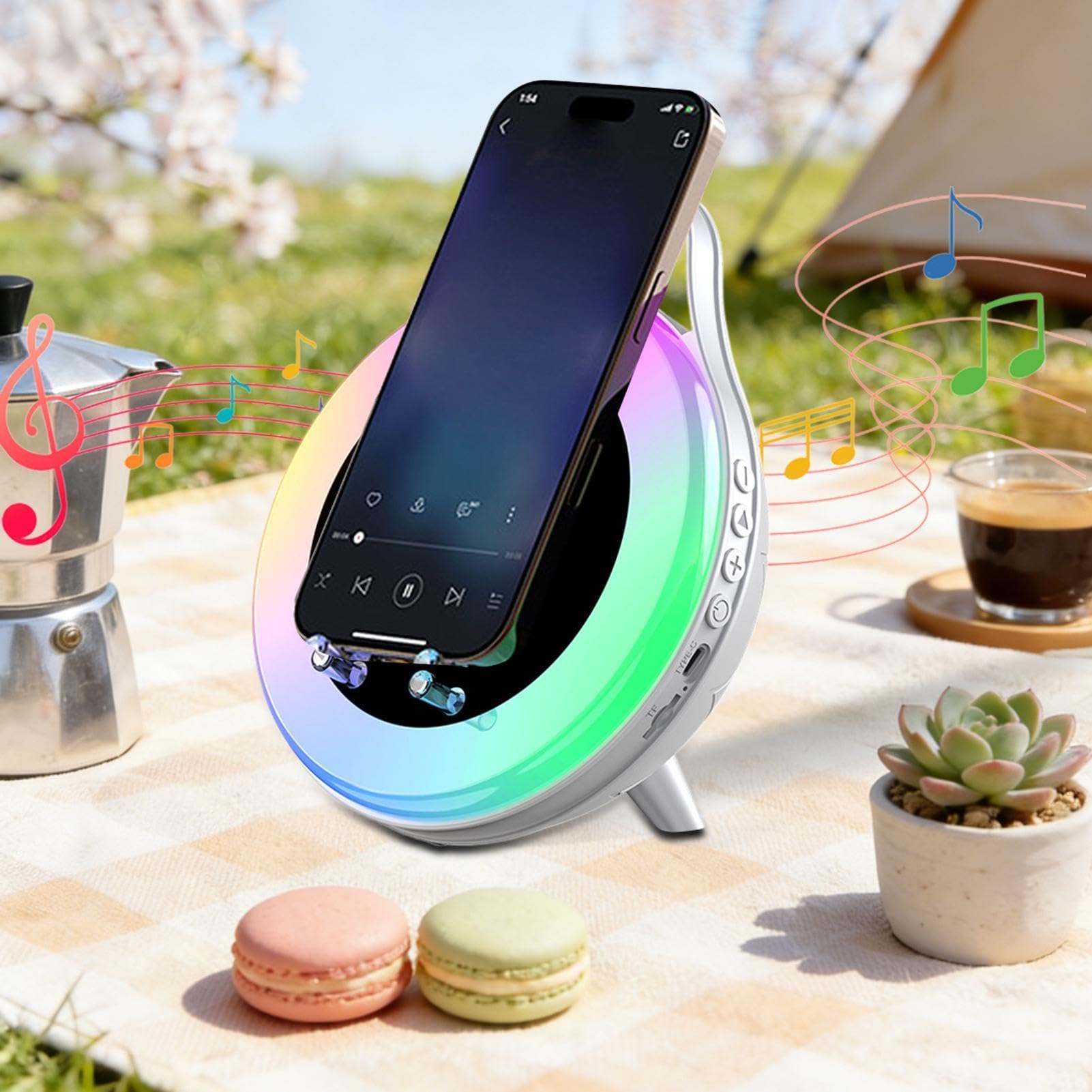 Altoparlante portatile, con RGB, suono Hi-Fi ricaricabile, altoparlante da | scrivania, telefono, musicale, per casa, camera da , soggiorno, viaggi, all'aperto, inaugurazione della