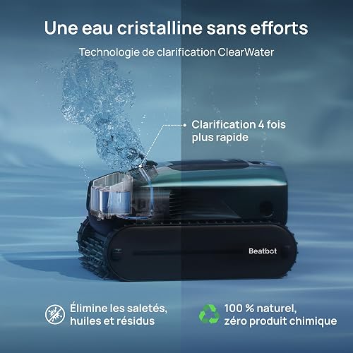 Beatbot AquaSense 2 Pro Kit Chiarificante pe Robot Piscine sans Fil, nettoie Le Fond, Parois et flottaison, Aspirateur Piscine avec Remontée Automatique, jusqu'à 11 Heures, pour piscines jusqu'à 360 m - 5