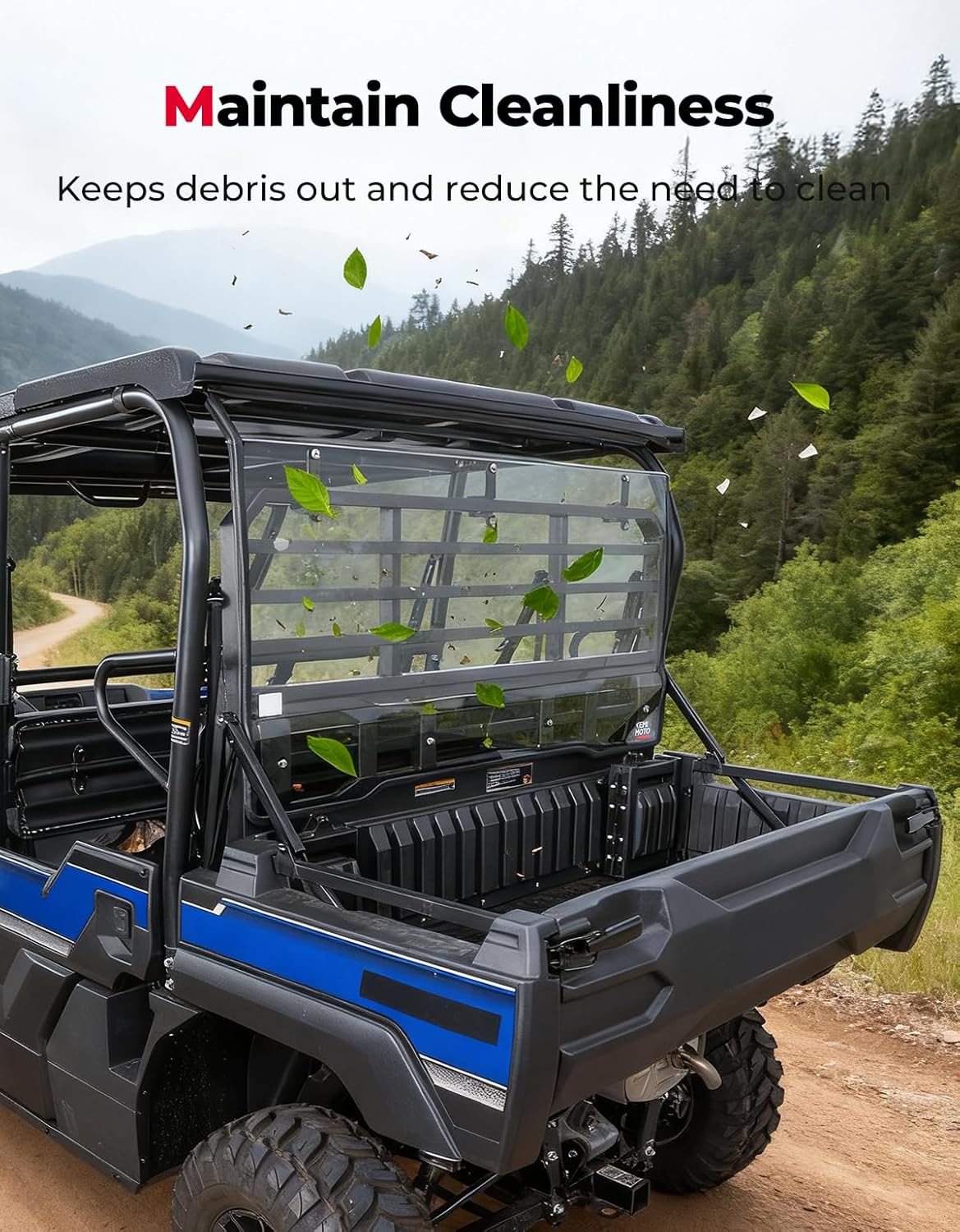 KEMIMOTO Rear Windshield, Hard Coated Back Window Compatible with Kawasaki Mule Pro FXT 2015+ and Kawasaki Mule Pro DXT 2016+ Clear UTV Window Accessories