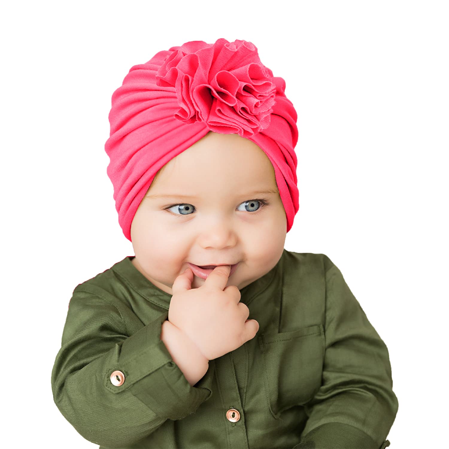 SYGA Baby Cap Cotton Flower Turban Hat for Baby Cap 0-3 Year Cap FlowerHat