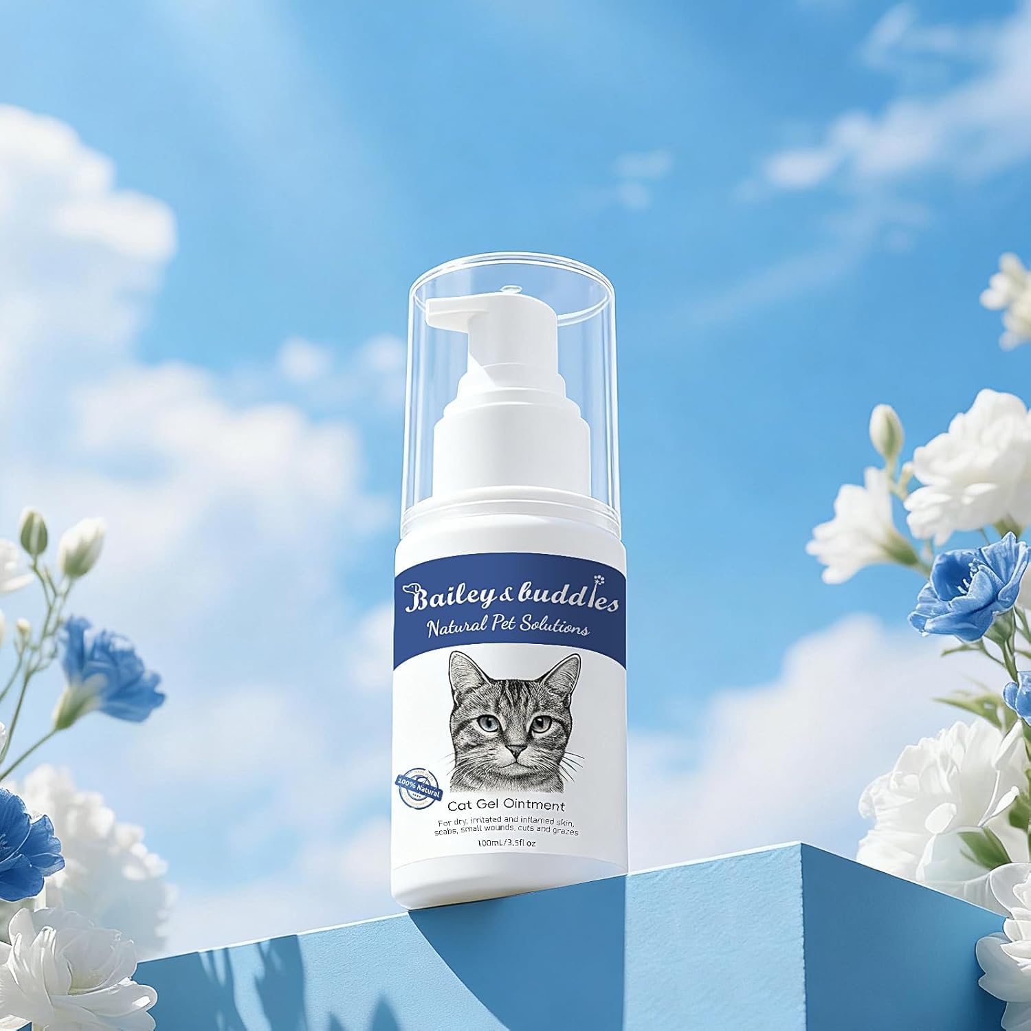 Bailey & buddies Pommade Naturelle pour la Peau de Chat, soulage la Peau sèche, démangeaisons, Points Chauds, eczéma et Allergies - Formule enrichie en oméga
