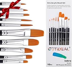 GOTIDEAL Paint Brush Set, 10 Pcs Round Pointed Tip, Small Nylon Hair Brushes for Acrylic, Oil and Gouache，Body, Face Nail Art and Rock Painting, Perfect for Kids & Adult