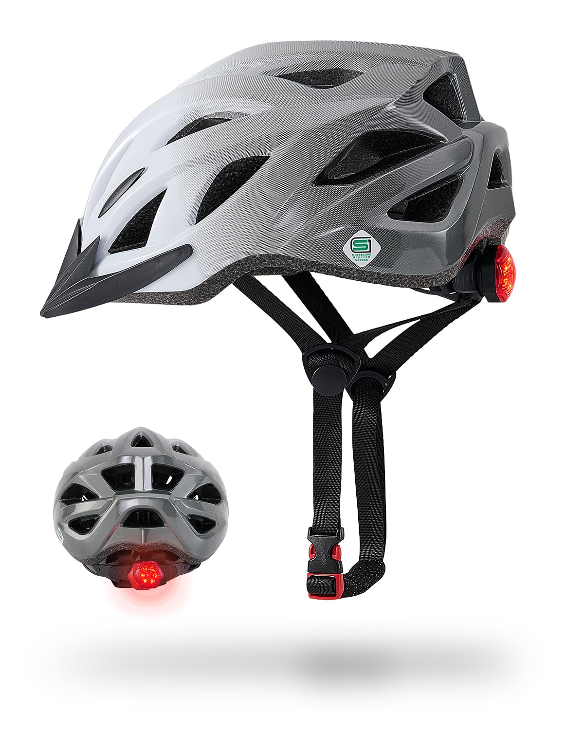 シンプルなデザインの自転車用ヘルメット　◆LEDテールライト付き　◆サイズ：58~62cm M/L相当 楽天市場】超安全！LEDライト付きヘルメット 【送料無料