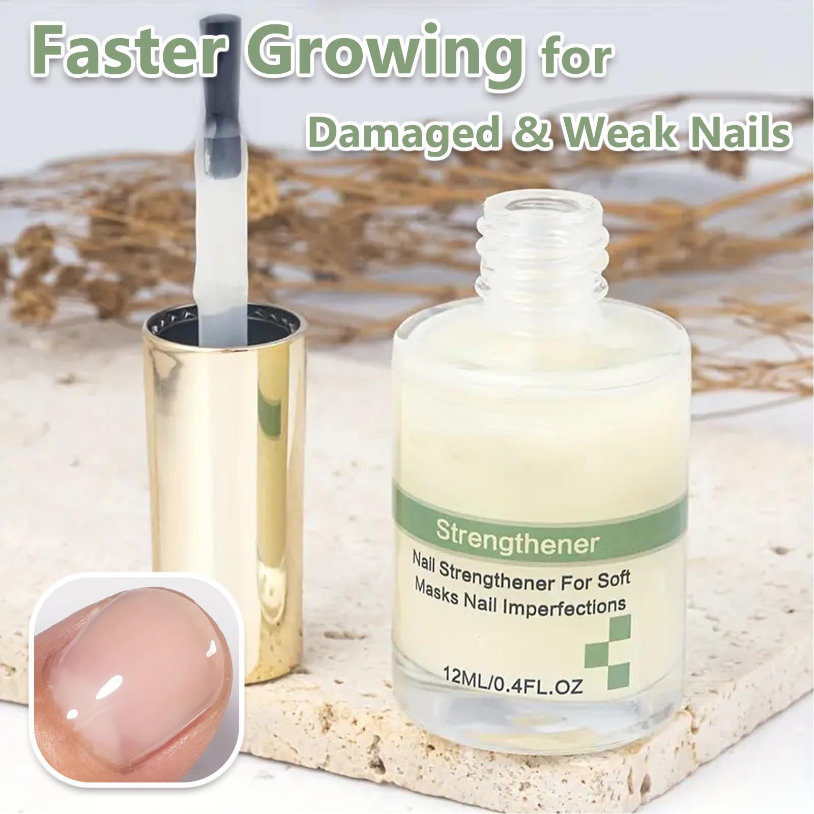Nail Strengthener, Extra Strong Nail Polish Strengthener for Damaged Nails, Nail Hardener Repair Serum for Nail Growth - Image 4