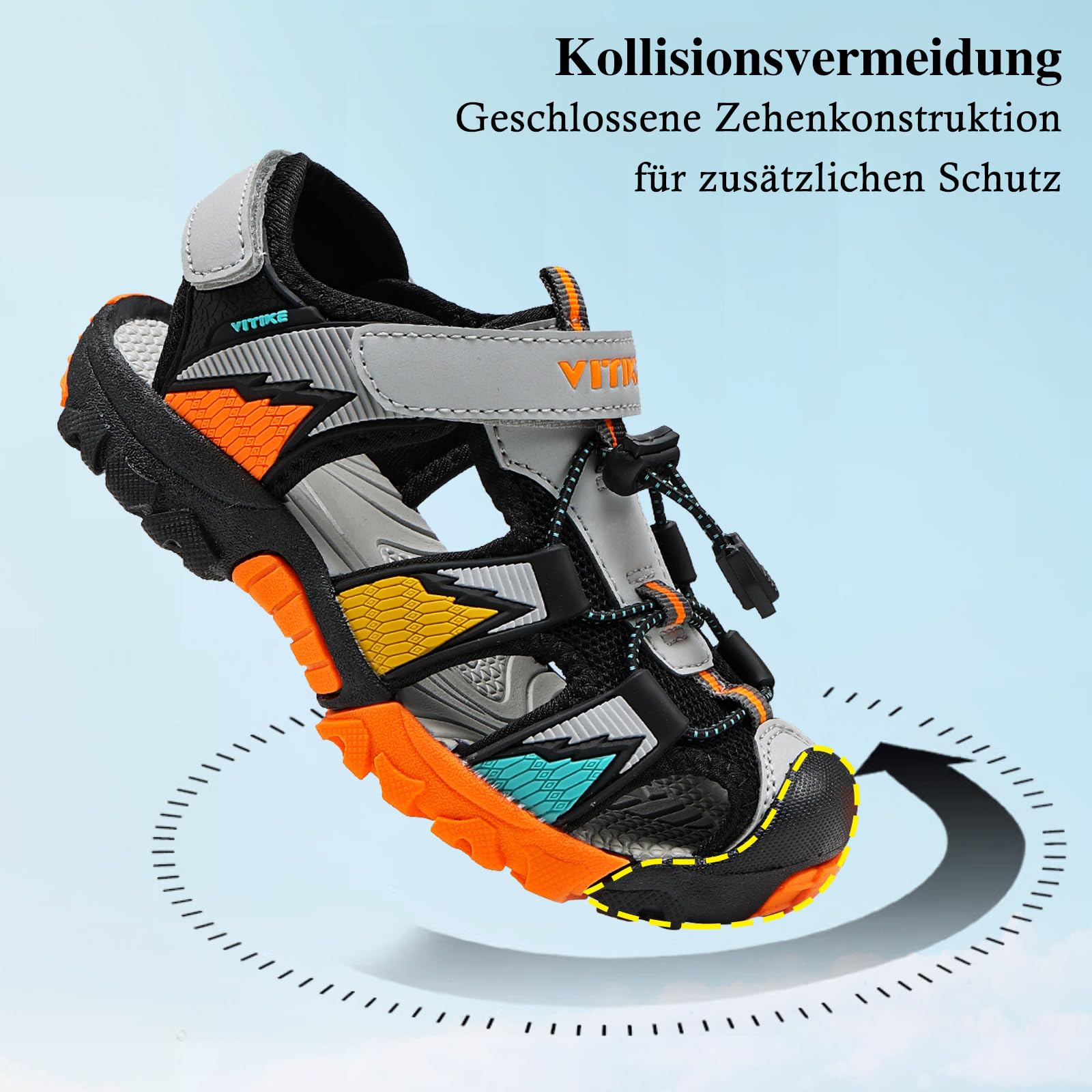 JMFCHI Kinder Sandalen Jungen Geschlossene Sommerschuhe Sports Outdoorsandalen Mädchen Trekkingsandalen Wandern Strand Schuhe