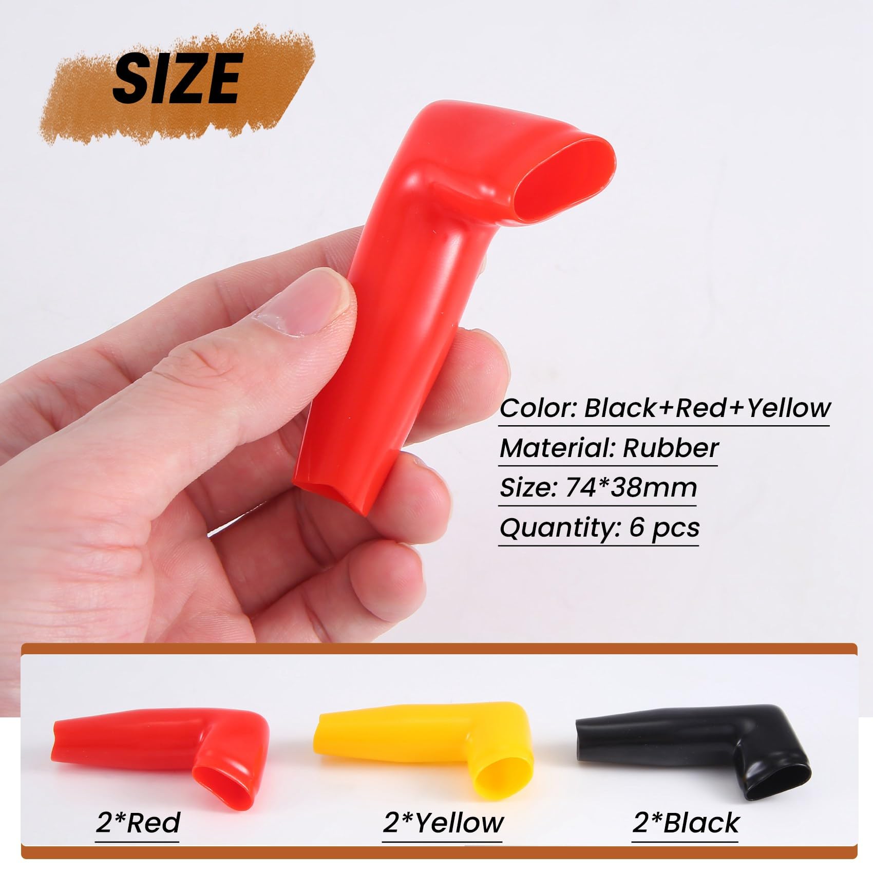 6Pc Moteur de Garde éLectrique Câble de Treuil Cache-Gaine Couvercle en Caoutchouc Noir + Rouge + Jaune